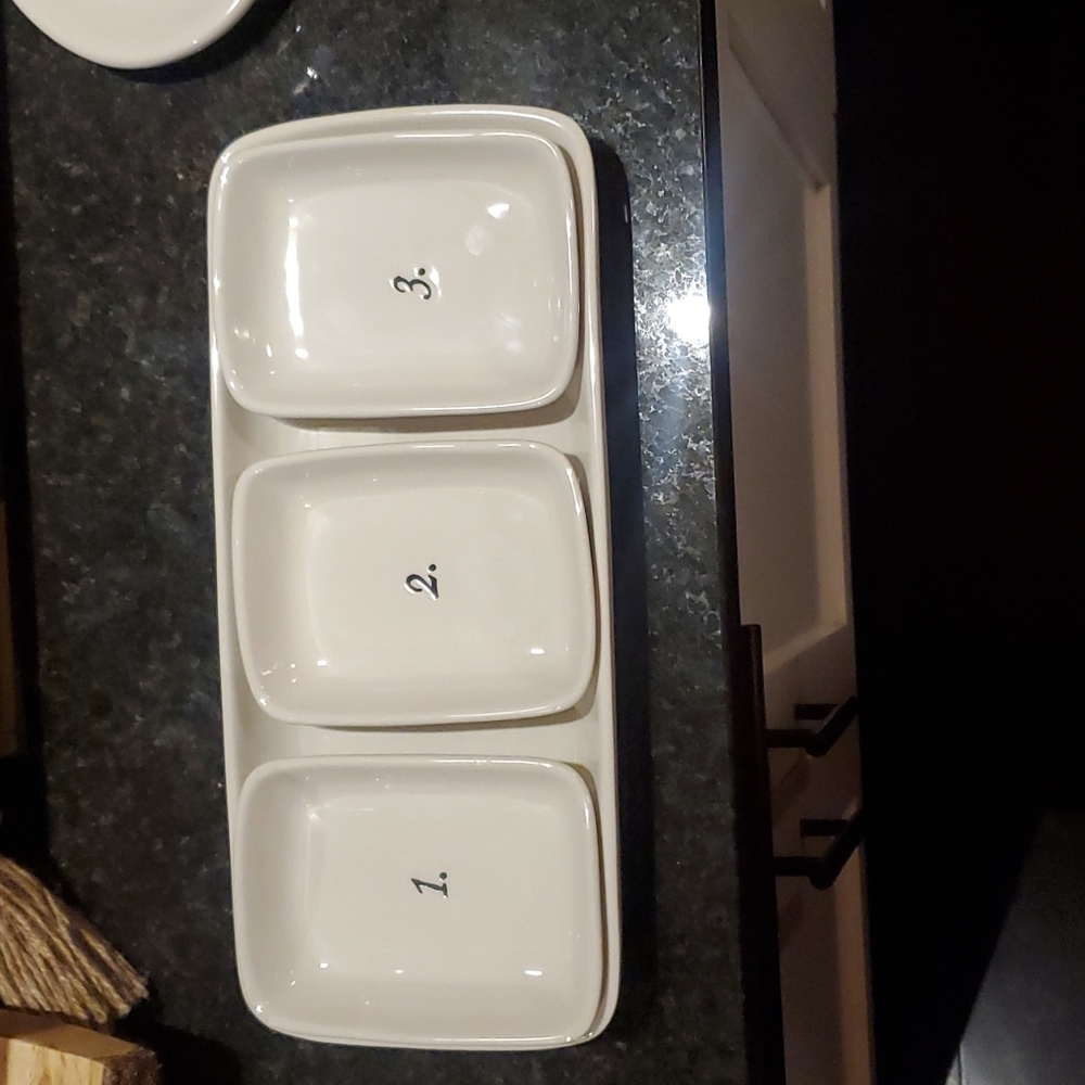 Rae Dunn plates tray numbers 1. 2. 3. Plate bowls